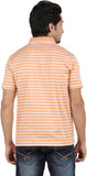 Orange And Orchid Striped Men's Polo Neck T-Shirt