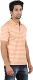 Orange And Orchid Striped Men's Polo Neck T-Shirt