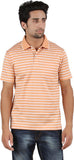 Orange And Orchid Striped Men's Polo Neck T-Shirt