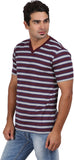 Orange and Orchid Striped Men's V-neck T-Shirt