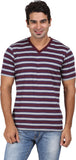 Orange and Orchid Striped Men's V-neck T-Shirt