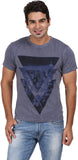 Orange and Orchid Printed Men's Round Neck T-Shirt