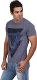 Orange and Orchid Printed Men's Round Neck T-Shirt