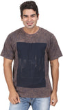 Orange and Orchid Printed Men's Round Neck T-Shirt
