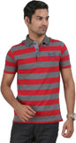 Orange and Orchid Striped Men's Polo T-Shirt