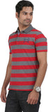Orange and Orchid Striped Men's Polo T-Shirt
