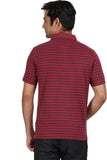 Orange and Orchid Striped Men's Polo T-Shirt