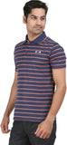 Orange and Orchid Striped Men's Polo T-Shirt