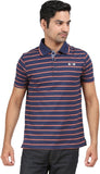 Orange and Orchid Striped Men's Polo T-Shirt