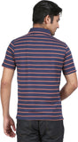 Orange and Orchid Striped Men's Polo T-Shirt