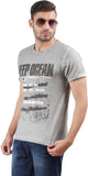 Orange and Orchid Printed Men's Round Neck T-Shirt