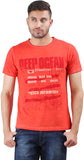 Orange and Orchid Printed Men's Round Neck T-Shirt
