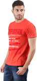 Orange and Orchid Printed Men's Round Neck T-Shirt