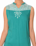 Oviya Casual Sleeveless Self Design Women's Top
