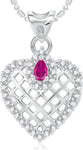 VK Jewels Reticular Heart Rhodium Cubic Zirconia Alloy Pendant