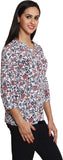 Panit Casual 3/4 Sleeve Floral Print Women's White, Multicolor Top