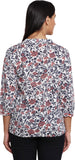 Panit Casual 3/4 Sleeve Floral Print Women's White, Multicolor Top