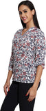 Panit Casual 3/4 Sleeve Floral Print Women's White, Multicolor Top