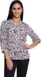 Panit Casual 3/4 Sleeve Floral Print Women's White, Multicolor Top