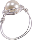 Silvesto India Stone Pearl Silver Ring