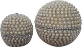 Pg Handicrafts Pearl Studded Boxes Showpiece  -  9 cm