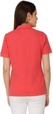The Cotton Company Solid Women's Polo Neck Pink T-Shirt