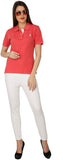 The Cotton Company Solid Women's Polo Neck Pink T-Shirt