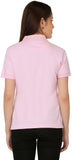 The Cotton Company Solid Women's Polo Neck Pink T-Shirt