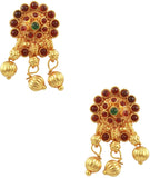 The Art Jewellery South Indian Style Ruby & Emerald Rajwadi Brass Jewel Set