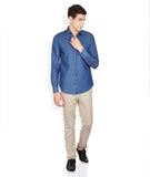 GHPC Men's Checkered Casual Denim Shirt