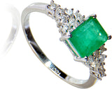 Rakam Gold Emerald, Diamond 14K White Gold 14 K Ring