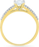Radiant Bay Stone Show Yellow Gold Diamond 14 K Ring