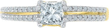 Radiant Bay Stone Show Yellow Gold Diamond 14 K Ring