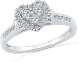 Radiant Bay Hearty White Gold Diamond 14 K Ring