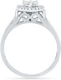 Radiant Bay Hearty White Gold Diamond 14 K Ring