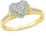 Radiant Bay Hearty Yellow Gold Diamond 18 K Ring