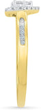 Radiant Bay Hearty Yellow Gold Diamond 18 K Ring