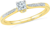 Radiant Bay Solitaire Charmer Yellow Gold Diamond 18 K Ring
