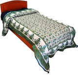 Rajasthan Crafts Abstract Single Quilts & Comforters Green