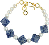 Pearlz Ocean Pleasing Alloy Pearl, Crystal Yellow Gold Bracelet