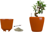 Yuccabe Italia Stoic Orange Self Watering Planter Plant Container Set