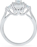 Radiant Bay Drizzle White Gold Diamond 14 K Ring