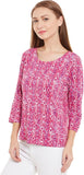 PURYS Printed Women's Round Neck Pink T-Shirt