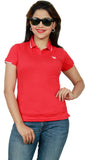 MIRICHI Printed Women's Polo Neck Red T-Shirt