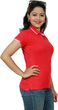 MIRICHI Printed Women's Polo Neck Red T-Shirt