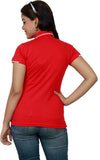 MIRICHI Printed Women's Polo Neck Red T-Shirt