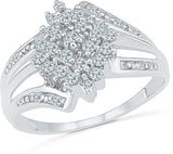 Radiant Bay Floral Enticement White Gold Diamond 18 K Ring