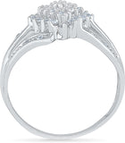 Radiant Bay Floral Enticement White Gold Diamond 14 K Ring