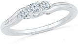 Radiant Bay Wish Trio White Gold Diamond 14 K Ring