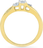 Radiant Bay Wish Trio Yellow Gold Diamond 18 K Ring
